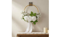 Floral Hanging Wreath Gold Metal Wall Decor Lightweight House Decoration