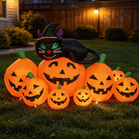 Cat on Pumpkin Inflatable Waterproof Inflatable Pumpkin and Cat for Homeowners, Yard, Lawn