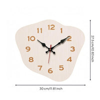 Irregular Rounded Face Wood-Grain Wall Clock Raised Numerals Wood Grain Wall Clock