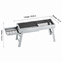 Foldable Charcoal Grill, Portable Camping Grill for 3-7 People, Suitcase Grill with Grill Grate, 88.5x23x29.5cm