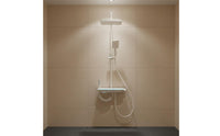 LED Ambient Light Thermostatic Shower System Solid Copper Core Digital Display Shower Set Waterfall Tub Spout Bathroom Fixture Integrated Storage Shelf