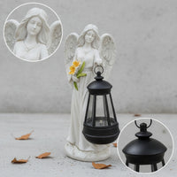 Decorative Angel Figurine with Lantern Light-up Angel Statue Hanging Sculpture Solar-Powered for Patio