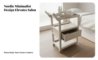 Wooden Cosmetic Studio Trolley Sturdy Wood Construction Mobile Nail Specialist Storage Cart Salon Trolley Cart Multi-Functional