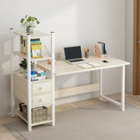 Spacious Desktop Computer Desk Bookshelf Easy Assembly Computer Desk with Hutch Sturdy Construction Study Table Shelving Unit X-Brace Support for Dorm Room