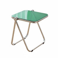 Transparent Design Foldable C-Shaped Tray Table Space-Saving C-Shaped Snack Table Portable Household Furniture Built-in Magazine Holder for Homeowners, Apartment Dwellers, Students, Balcony, Living Room, Small Spaces, Home Office