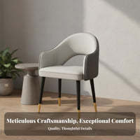 Versatile Leather Leisure Chair Padded Seat Modern Upholstered Armchair High Rebound Sponge Curved Back Dining Chair Carbon Steel Frame for Homeowners, Office Workers, Interior Designers, Bedroom, Living Room, Kitchen, Reception Area
