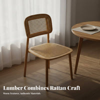 Ergonomic Design Solid Wood Rattan Chair Mortise and Tenon Joinery Rattan Dining Chair Easy to Clean Household Furniture Polished Rounded Border S for Restaurant Owners, Interior Designers, Living Room, Bedroom, Home Office, Lounge