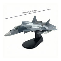 1:100 Scale SU-57 Fighter Jet Model Fighter Jet Model with Stand Assembled Detailed for Aviation Enthusiasts, Office