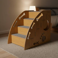 Wooden Pet Stairs Natural Wood Material Dog Climbing Ladder High Weight Capacity