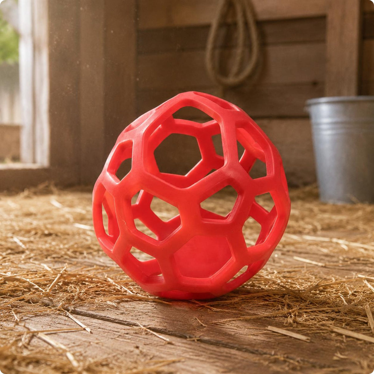 Hollow Design Horse Hay Feeder Ball Interactive Hanging Hay Feeder Ball Foraging Support Hanging Feeding Toy Stress Relief for Horses, Sheep, Farm, Pasture