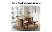 Rustic Simplicity Dining Furniture Rounded Corners Dining Set with Bench Minimalist Design for Small Apartment Dwellers, Homeowners, Family Gatherings