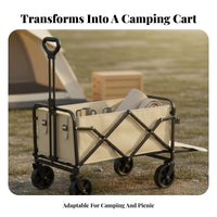 Foldable Camping Wagon Space-Saving Foldable Outdoor Utility Cart Large Capacity Foldable Wagon Cart for Campers, Beach Goers, Picnic, Gardening