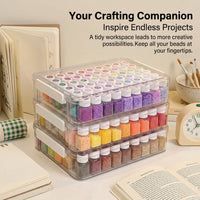 Sorting Box for Artists, Stackable Transparent Bead Container with Secure Buckle Closure, Tabletop Compartment Organizer for Craft Room