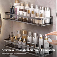 Drillno-Drill Installation Wall-Mounted Toiletry Holder Space Saving Multi-Tier Wall Shelf Waterproof Bathroom Organizer Long-Lasting for Homeowners, Families, Washroom, Toilet Area, Bedroom, Kitchen