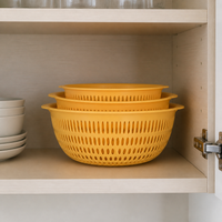 3-Piece Plastic Drain Basket Set for Washing Vegetables and Fruits