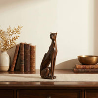 Wood Grain Dog Figurine Small Size Hand-Painted Resin Figurine for Entryway