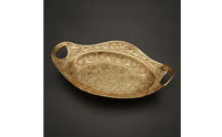 Filigree Tray Decorative Metal Tray with Handles Ornamental Bowl Lustrous Embossed for Home Decorators, Coffee Table, Entryway