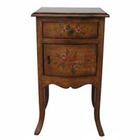 Hand-Painted Single-Drawer End Table Distressed Finish Nightstand Vintage design & decor Furniture Farmhouse Design for Interior Decorators, home dwellers, Renters, Bedroom, Living Room, Entryway, Small areas