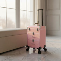 Telescopic Handle Makeup Trolley Case Wheeled Rolling Makeup Case Aluminum Frame Beauty Storage Portable for Studio