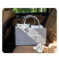 Diaper Organizer Multipurpose Textile Diaper Organizer Multi-Compartment Infant Essentials Storage Basket for Travel, Car
