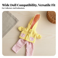 Doll Clothes Set Hooded Design Doll Outfit Plaid Accents Miniature Fashion Set for Hobbyists