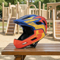 Safety Helmet with Detachable Chin Bar Adjustable Full-Face Helmet Ventilated Breathable for Children, Adolescent, Toddlers, Cycling, Scooting, Roller Skating, Balance Bike