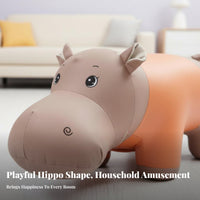 Multi-Functional Cartoon Hippo Ottoman Soft Padded Seat creature Stool Sturdy Build Footrest Non-Slip Feet for Children, Families, Parents, Entryway, Living Room, Bedroom, Office