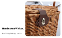 Double-Use Vintage Front Bike Basket Multipurpose Detachable Woven Basket Easy Installation for Shopping