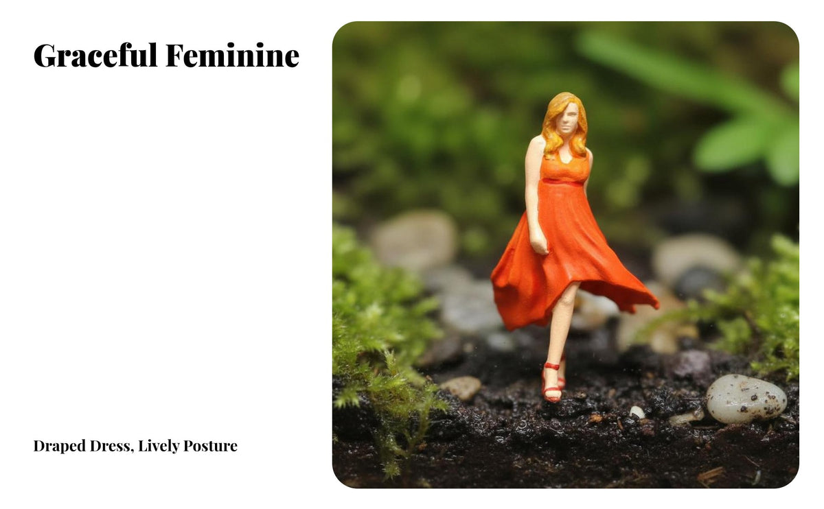 1:64 Scale Female Figure High Intricacy 1:64 Scale Resin Figure Miniature Female in Dress Figurine Realistic Features
