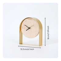 Clock with Stone Face Compact Arched Mantel Clock Minimalist Freestanding for Shelf