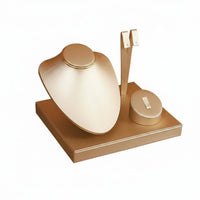 Necklace Earring Display Bust Faux Leather Finish Mannequin Bust Multi-Component Set Rings Display Stand for Countertop