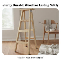 Solid Wood Folding Ladder Foldable Wooden V-Shaped Ladder Heavy Duty Climbing Aid for Construction Workers, DIY Enthusiasts, Warehouse, Garden
