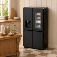 Black Dollhouse Refrigerator Clear Door Panel Miniature Refrigerator Water Dispenser Dollhouse Kitchen Decoration Matte Finish