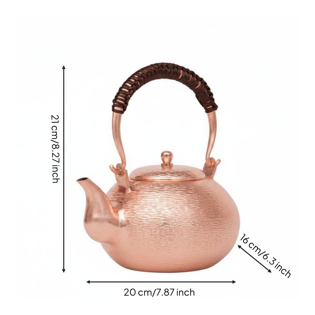 Copper Teapot Hammered Surface Copper Kettle Decorative Design Hook Handle Teapot for Boiling Water