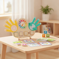 Multifunctional Wooden Math Board with Clock Creative Wooden Counting Board with Hands Safe Math Manipulatives Long-Lasting for Preschoolers, Teachers, Toddlers, Classroom