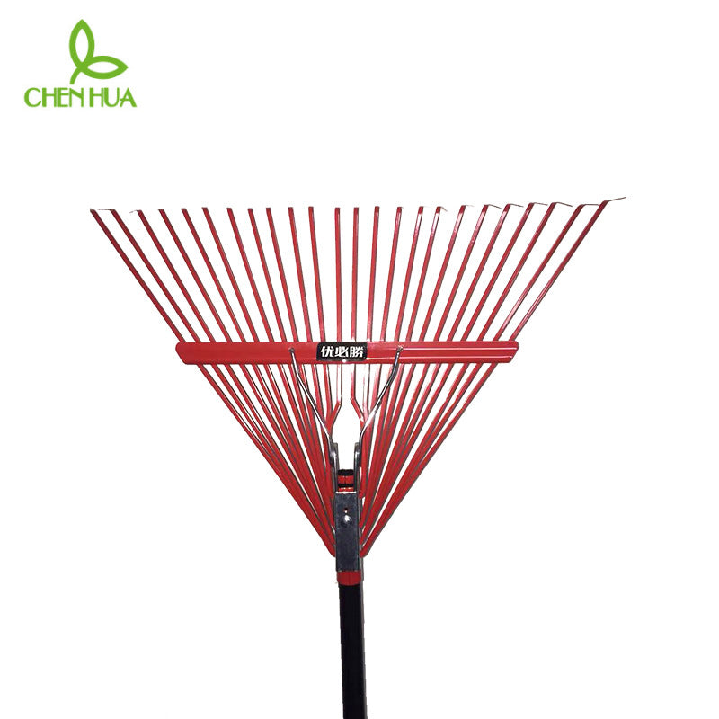 24-Tooth Garden Rake, Leaf Rake, Gardening Tool for Lawns and Sidewalks