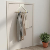 No-Drill Installation over-the-Door Hook Rack Heavy Duty 6-Hook Clothes Hanger Tangle-Snag-Resistant Round Hooks Household Storage for Bedroom, Entryway, Bathroom