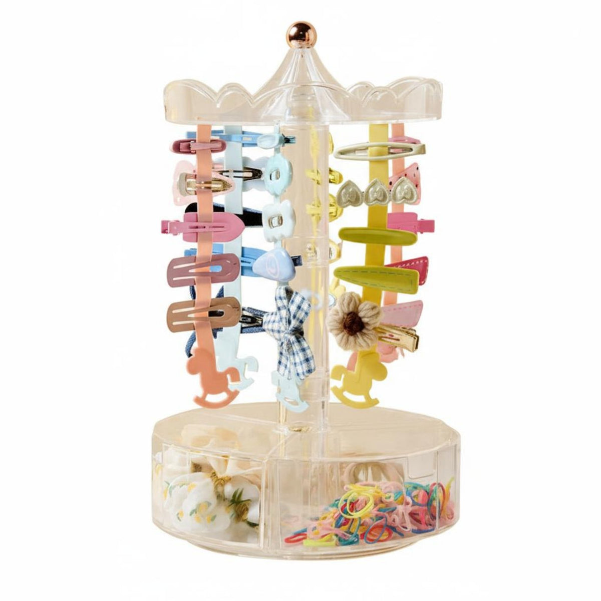 360 Degree Rotation Rotating Hair Clip Organizer Space Saving Rotating Hair Accessory Stand Decorative Acrylic Clip Display Stand Long-Lasting for Children, Vanity