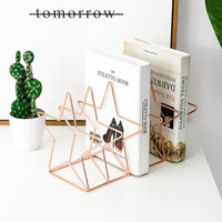 Mingqiang Nordic INS Minimalist Iron Art Bookends Desktop Book Holder Magazine Rack