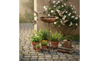 Feathered Bath Weatherproof Garden Bird Feeder Bowl Rustproof Outdoor Decor for Backyard