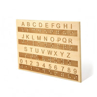 Raised Dots Braille Alphabet Board Engraved Letters Wooden Braille Board