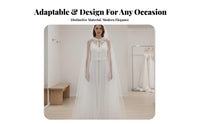 Multi-Layered Tulle Cape with Train Floor-Length See-Through Mesh Poncho Flowy Hooded Cloak Lightweight for Bridesmaids, Fantasy Enthusiasts, Halloween, Themed Parties, Cosplay Events, Weddings