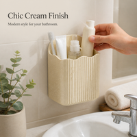 Wall-Mounted Toothbrush Toothpaste Comb Holder with Storage Box, No-Drill Bathroom Organizer