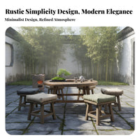 New Chinese Design heaterIntegrated Table Rounded Design Household Furniture Natural Wood Grain Rustic Charm for Hospitality Professionals, Apartment Dwellers, Balcony, Courtyard, Teahouse, Living Room