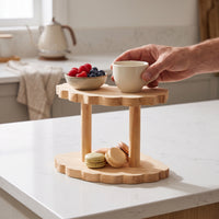 Solid Wood Display Stand for Collectibles, Figurines, and Small Plants - Tiered Desktop Organizer