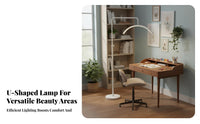 Stepless Dimming U-Shaped Floor Lamp Dimmable Eyelash Extension Light High Color Rendering LED Beauty Work Light Stable Base for Lash Technicians, Makeup Artists, Nail Salon Studio, Home Office, Bedroom