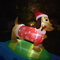 Christmas Inflatable Dachshund Lighted Inflatable Dachshund Festive Yard Decoration for Homeowners, Families