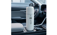 12V/24V Car Heating Cup Stainless Steel Electric Kettle with Car Adapter Portable Electric Heating Cup Insulated for Commuters