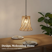 Woven Lamp Shade Hollow Out Design Handmade Rattan Lamp Cover Warm Ambiance Woven Paper Rope Lampshade for Dining Room, Bedroom, Restaurant