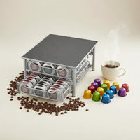 Double Layer Capsule Stand Large Capacity Pod Storage Drawer Sturdy Metal Frame Coffee Capsule Storage Rack for Office
